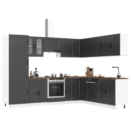 Mueble de cocina Porto negra 14 piezas madera contrachapada de , Armarios de cocina - Ref: Foro24-3314992, Precio: 1,00 €, De...