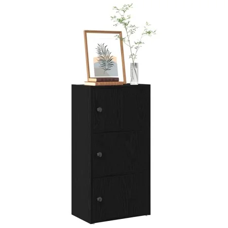 Librería de madera contrachapada roble negro 40x24x77 cm de , Librerías y estanterías - Ref: Foro24-860365, Precio: 53,26 €, ...
