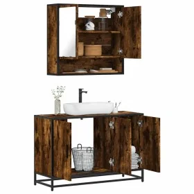 Set de muebles baño 2 pzas madera contrachapada roble ahumado de , Muebles de baño - Ref: Foro24-3300922, Precio: 156,16 €, D...
