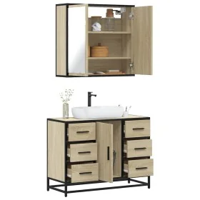 Set de muebles de baño 2 pzas madera contrachapada roble Sonoma de , Muebles de baño - Ref: Foro24-3300901, Precio: 192,78 €,...