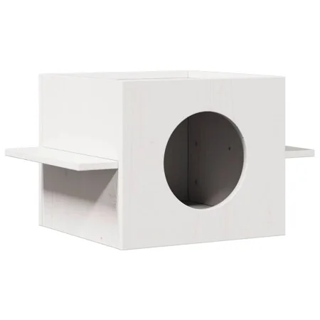 Casa para gatos de madera maciza de pino blanco 51x35x30 cm de , Mobiliario para gatos - Ref: Foro24-859305, Precio: 40,56 €,...