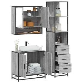 Set de muebles de baño 3 pzas madera contrachapada gris sonoma de , Muebles de baño - Ref: Foro24-3301158, Precio: 249,96 €, ...