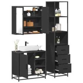 Juego de muebles de baño 3 pzas madera contrachapada negro de , Muebles de baño - Ref: Foro24-3301145, Precio: 261,97 €, Desc...