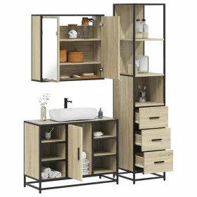 Set de muebles de baño 3 pzas madera contrachapada roble Sonoma de , Muebles de baño - Ref: Foro24-3301151, Precio: 256,22 €,...