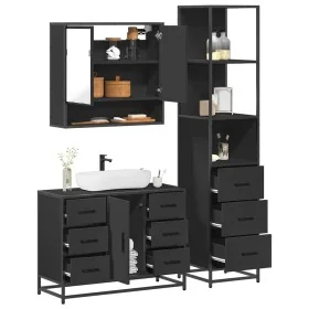 Juego de muebles de baño 3 pzas madera contrachapada negro de , Muebles de baño - Ref: Foro24-3301170, Precio: 301,52 €, Desc...