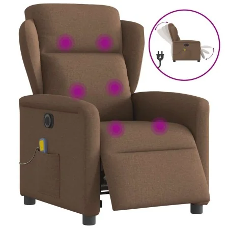 Sillón reclinable de masaje eléctrico tela marrón de , Sillones - Ref: Foro24-3303128, Precio: 255,55 €, Descuento: %