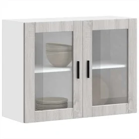 Armario de pared para cocina puerta cristal Porto gris sonoma de , Armarios de cocina - Ref: Foro24-854093, Precio: 88,71 €, ...