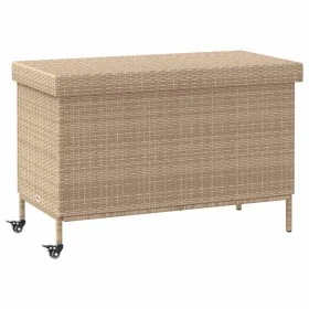 Baúl de jardín con ruedas ratán sintético beige 110x55x73 cm de , Cajas de almacenaje para exteriores - Ref: Foro24-4103829, ...