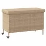 Baúl de jardín con ruedas ratán sintético beige 110x55x73 cm de , Cajas de almacenaje para exteriores - Ref: Foro24-4103829, ...