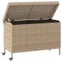 Baúl de jardín con ruedas ratán sintético beige 110x55x73 cm de , Cajas de almacenaje para exteriores - Ref: Foro24-4103829, ...