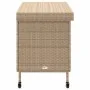 Baúl de jardín con ruedas ratán sintético beige 110x55x73 cm de , Cajas de almacenaje para exteriores - Ref: Foro24-4103829, ...