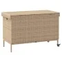 Baúl de jardín con ruedas ratán sintético beige 110x55x73 cm de , Cajas de almacenaje para exteriores - Ref: Foro24-4103829, ...