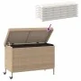 Baúl de jardín con ruedas ratán sintético beige 110x55x73 cm de , Cajas de almacenaje para exteriores - Ref: Foro24-4103829, ...