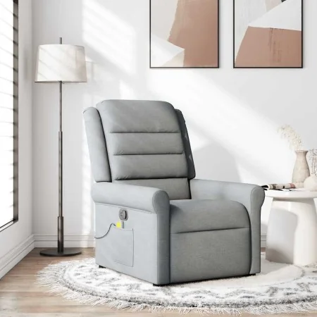 Sillón reclinable de masaje de tela gris claro de , Sillones - Ref: Foro24-4015646, Precio: 213,58 €, Descuento: %