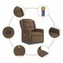 Sillón reclinable con masaje de tela marrón de , Sillones - Ref: Foro24-4015610, Precio: 206,33 €, Descuento: %