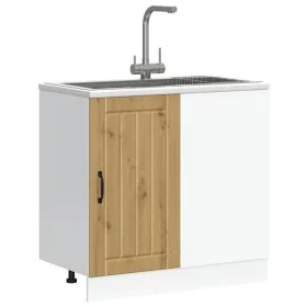 Mueble bajo para fregadero Lucca madera artesanal de roble de , Armarios de cocina - Ref: Foro24-854317, Precio: 93,70 €, Des...
