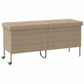 Caja de almacenaje jardín ruedas ratán PE beige 160x55x75 cm de , Cajas de almacenaje para exteriores - Ref: Foro24-4103834, ...