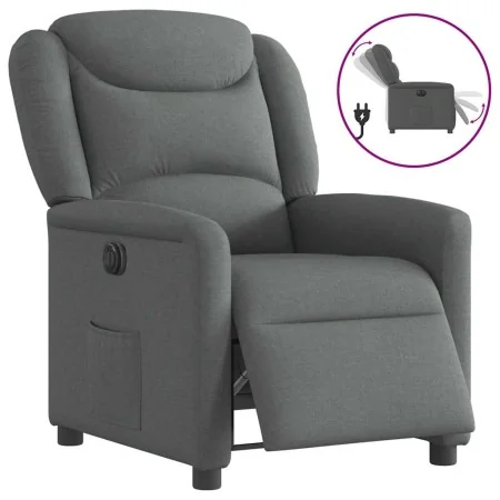 Sillón reclinable eléctrico de tela gris oscuro by , Armchairs - Ref: Foro24-3303175, Price: 243,83 €, Discount: %