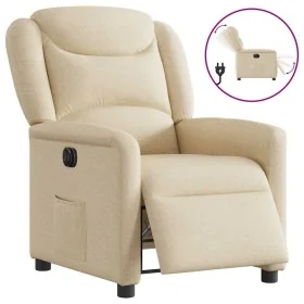 Sillón reclinable eléctrico de tela crema by , Armchairs - Ref: Foro24-3303182, Price: 242,46 €, Discount: %