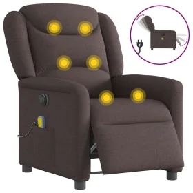 Sillón reclinable de masaje eléctrico tela marrón oscuro de , Sillones - Ref: Foro24-3303189, Precio: 258,18 €, Descuento: %