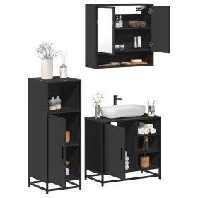 Juego de muebles de baño 3 pzas madera contrachapada negro de , Muebles de baño - Ref: Foro24-3300995, Precio: 225,47 €, Desc...