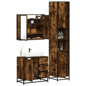 Set de muebles baño 3 pzas madera contrachapada roble ahumado de , Muebles de baño - Ref: Foro24-3301077, Precio: 304,11 €, D...