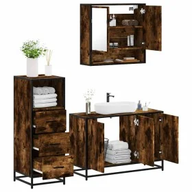 Set de muebles baño 3 pzas madera contrachapada roble ahumado de , Muebles de baño - Ref: Foro24-3301042, Precio: 241,95 €, D...