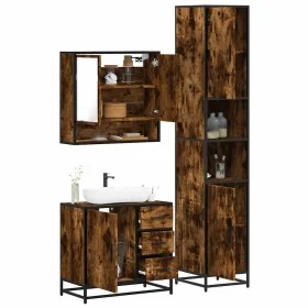 Set de muebles baño 3 pzas madera contrachapada roble ahumado de , Muebles de baño - Ref: Foro24-3301107, Precio: 300,95 €, D...