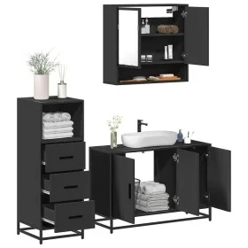 Juego de muebles de baño 3 pzas madera contrachapada negro de , Muebles de baño - Ref: Foro24-3301040, Precio: 254,23 €, Desc...