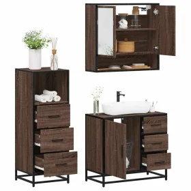Set de muebles baño 3 pzas madera contrachapada roble marrón de , Muebles de baño - Ref: Foro24-3301049, Precio: 250,86 €, De...