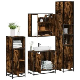 Set de muebles baño 4 pzas madera contrachapada roble ahumado de , Muebles de baño - Ref: Foro24-3301187, Precio: 330,43 €, D...