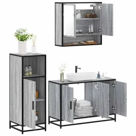 Set de muebles de baño 3 pzas madera contrachapada gris sonoma de , Muebles de baño - Ref: Foro24-3300983, Precio: 234,55 €, ...