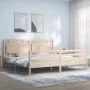 Estructura de cama con cabecero madera maciza 200x200 cm de vidaXL, Camas y somieres - Ref: Foro24-3194071, Precio: 175,14 €,...