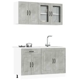 Mueble cocina Kalmar gris hormigón 4 pzas madera contrachapada de , Armarios de cocina - Ref: Foro24-3314855, Precio: 276,61 ...