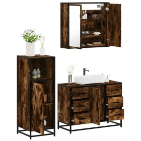 Set de muebles baño 3 pzas madera contrachapada roble ahumado de , Muebles de baño - Ref: Foro24-3300962, Precio: 264,53 €, D...
