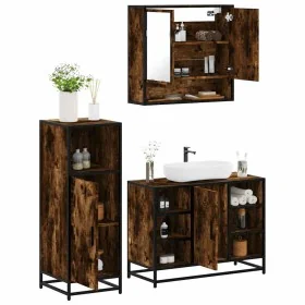 Set de muebles baño 3 pzas madera contrachapada roble ahumado de , Muebles de baño - Ref: Foro24-3301002, Precio: 215,68 €, D...