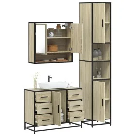 Set de muebles de baño 3 pzas madera contrachapada roble Sonoma de , Muebles de baño - Ref: Foro24-3301111, Precio: 328,65 €,...