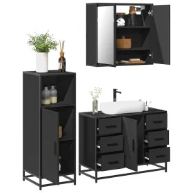 Juego de muebles de baño 3 pzas madera contrachapada negro de , Muebles de baño - Ref: Foro24-3300960, Precio: 268,66 €, Desc...