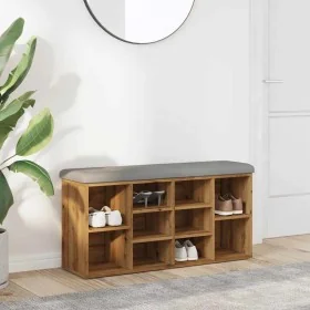 Banco zapatero madera de ingeniería roble artesanal 102x32x50cm by , Benches for halls and storage - Ref: Foro24-857626, Pric...