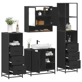 Juego de muebles de baño 4 pzas madera contrachapada negro de , Muebles de baño - Ref: Foro24-3301295, Precio: 347,44 €, Desc...