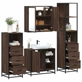 Set de muebles baño 4 pzas madera contrachapada roble marrón de , Muebles de baño - Ref: Foro24-3301269, Precio: 327,18 €, De...