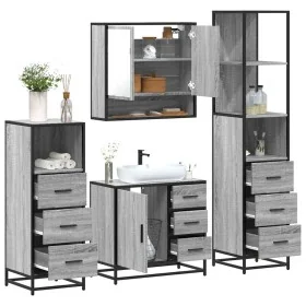 Set de muebles de baño 4 pzas madera contrachapada gris sonoma de , Muebles de baño - Ref: Foro24-3301288, Precio: 368,87 €, ...