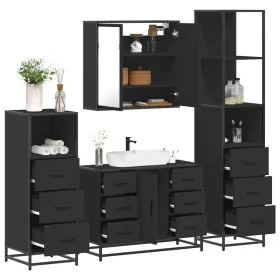 Juego de muebles de baño 4 pzas madera contrachapada negro de , Muebles de baño - Ref: Foro24-3301260, Precio: 448,75 €, Desc...