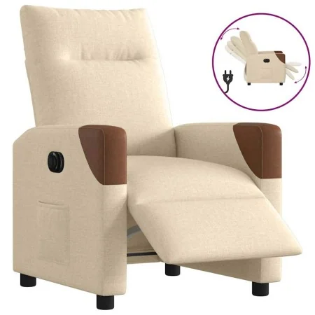 Sillón reclinable eléctrico de tela crema de , Sillones - Ref: Foro24-3323994, Precio: 240,20 €, Descuento: %