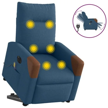 Sillón de masaje eléctrico reclinable elevable de tela azul de , Sillones - Ref: Foro24-3324036, Precio: 353,27 €, Descuento: %