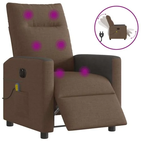 Sillón reclinable de masaje eléctrico tela marrón de , Sillones - Ref: Foro24-3324048, Precio: 256,67 €, Descuento: %