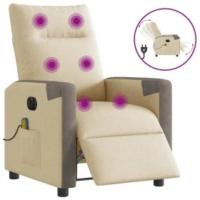 Sillón reclinable de masaje eléctrico tela color crema de , Sillones - Ref: Foro24-3324088, Precio: 254,72 €, Descuento: %