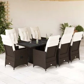 Set comedor para jardín 9 pzas y cojines ratán sintético marrón de , Conjuntos de jardín - Ref: Foro24-3276778, Precio: 1,00 ...