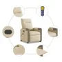 Sillón de masaje reclinable de tela crema de , Sillones - Ref: Foro24-4104847, Precio: 202,49 €, Descuento: %
