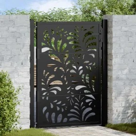 Puerta de jardín diseño ondulado de acero negro 105x130 cm by , garden gates - Ref: Foro24-4100970, Price: 217,78 €, Discount: %